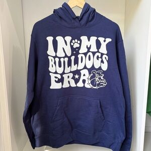Unisex Port and Company Navy Blue Bulldog Hoodie Unisex Size Large NWOT